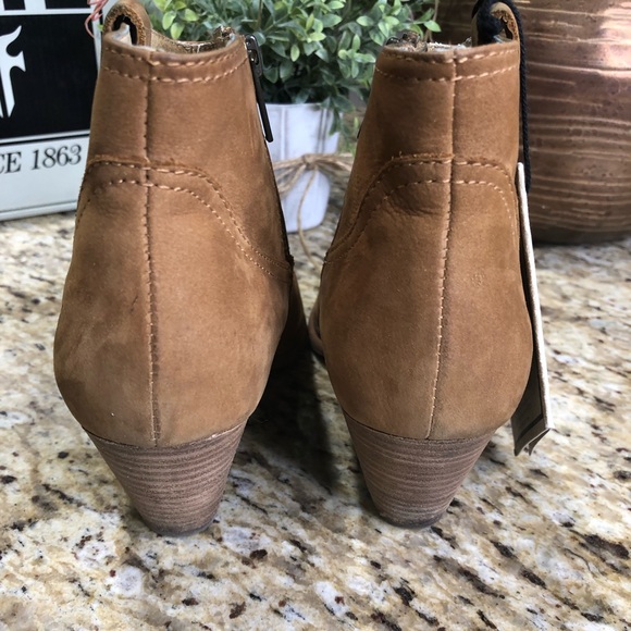 Frye Reina Camel Brown Nubuck Leather Ankle Bootie Cowboy 6.5 - Picture 10 of 10